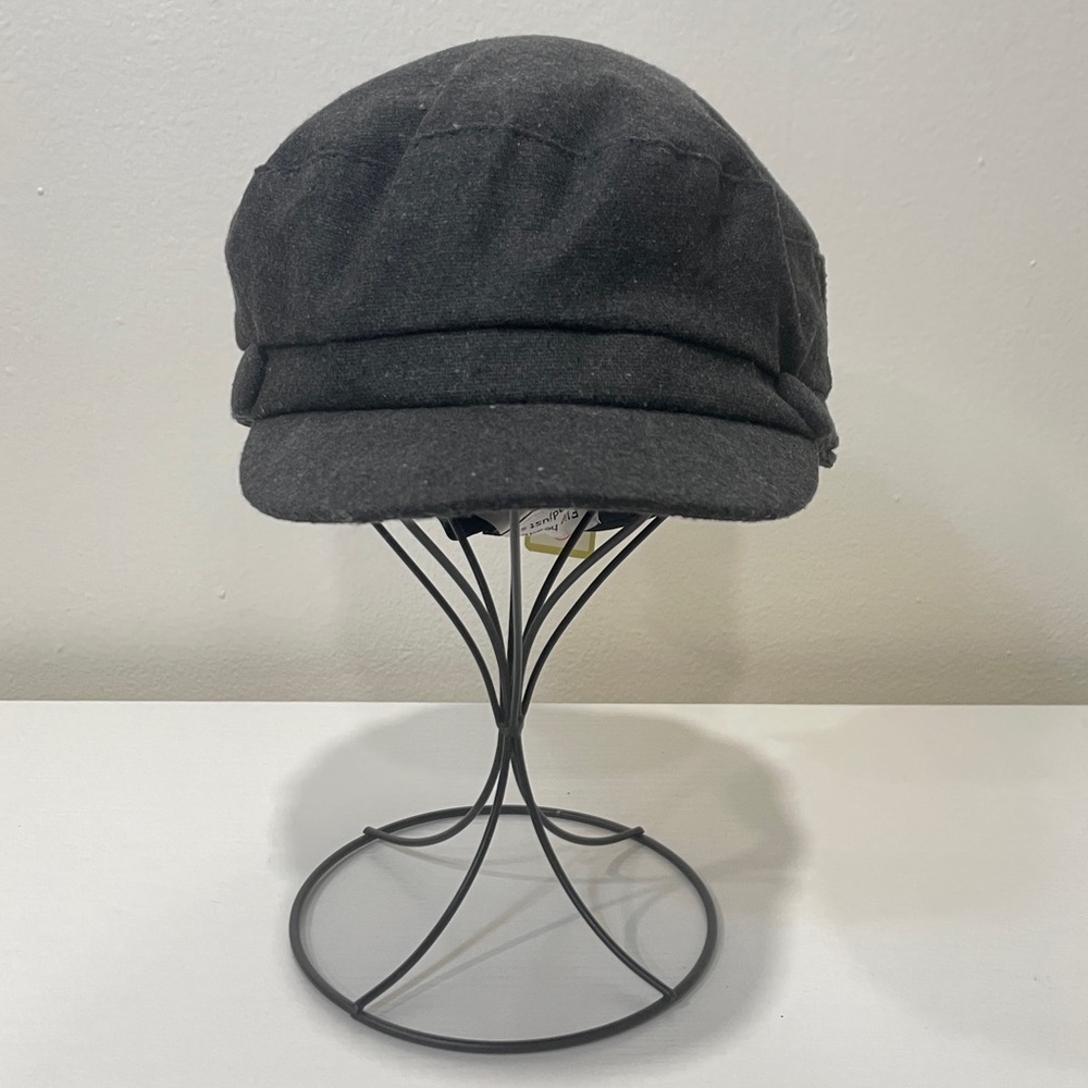 Charcoal Newsboy Cadet Cap Sergeant Hat Adjustable lined Jeanne Simmons 57cm